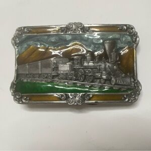 Vintage Railroad Siskiyou Locomotive Mens Enameled Belt Buckle Train Railway